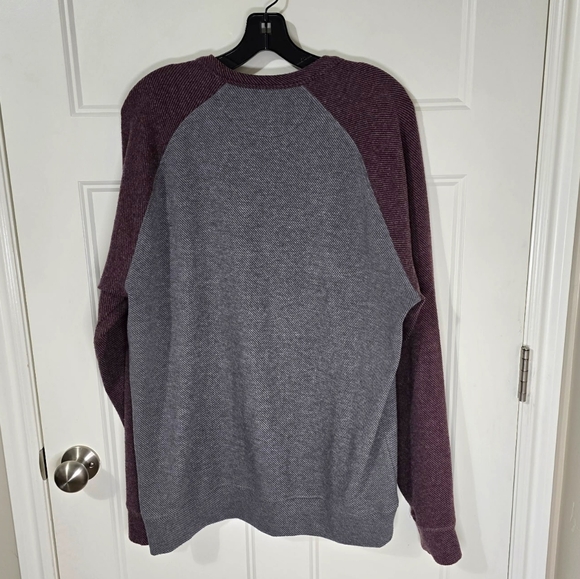 FAHERTY LEGEND BASEBALL SWEATER CREW Dark Rock Burgundy Grey Twill Mens Large - Picture 4 of 11